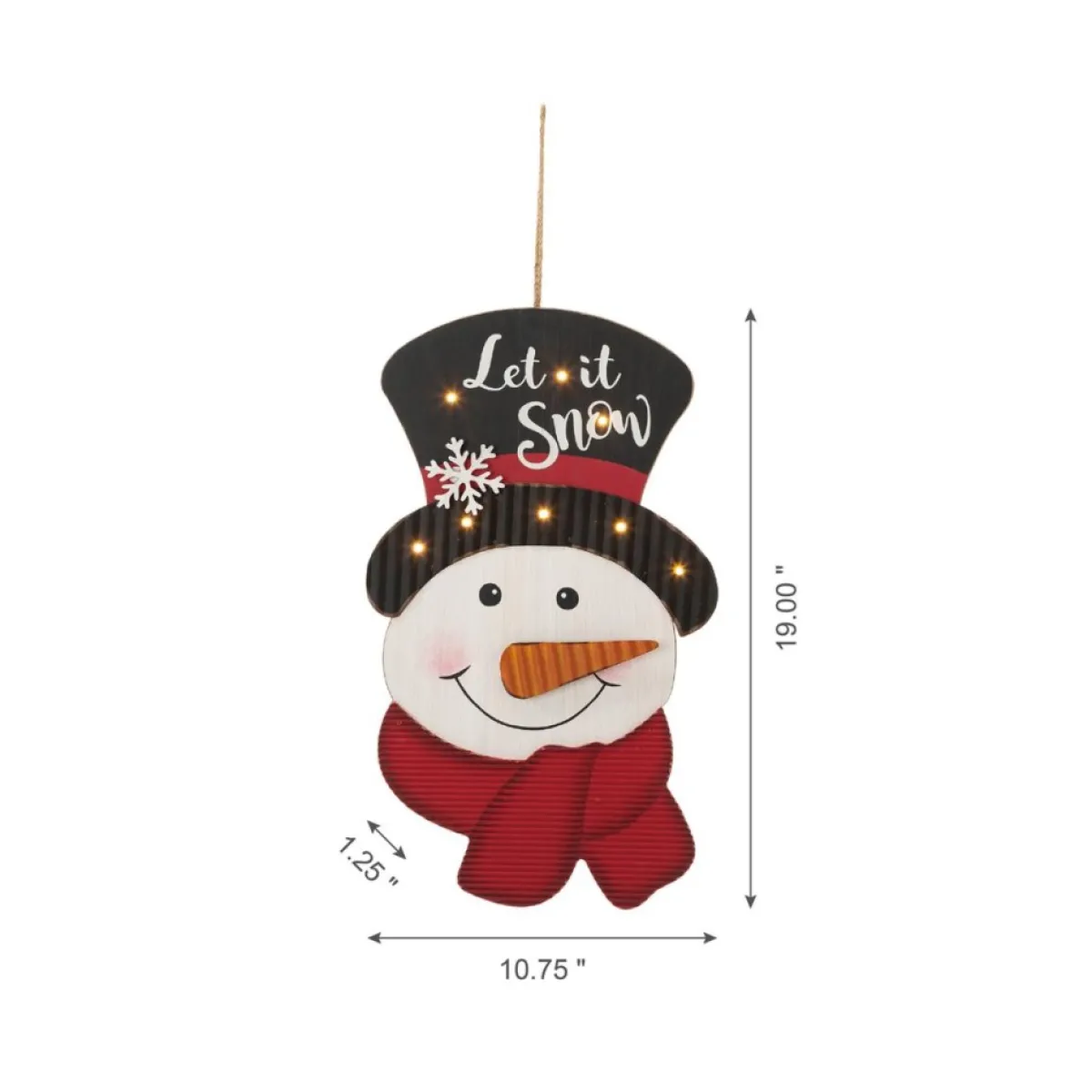 Glitzhome Indoor Decor | 19In H Lighted 3D Wooden Metal Snowman Wall Decor