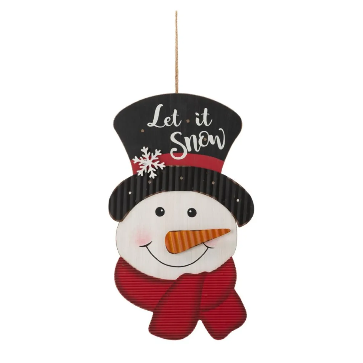 Glitzhome Indoor Decor | 19In H Lighted 3D Wooden Metal Snowman Wall Decor