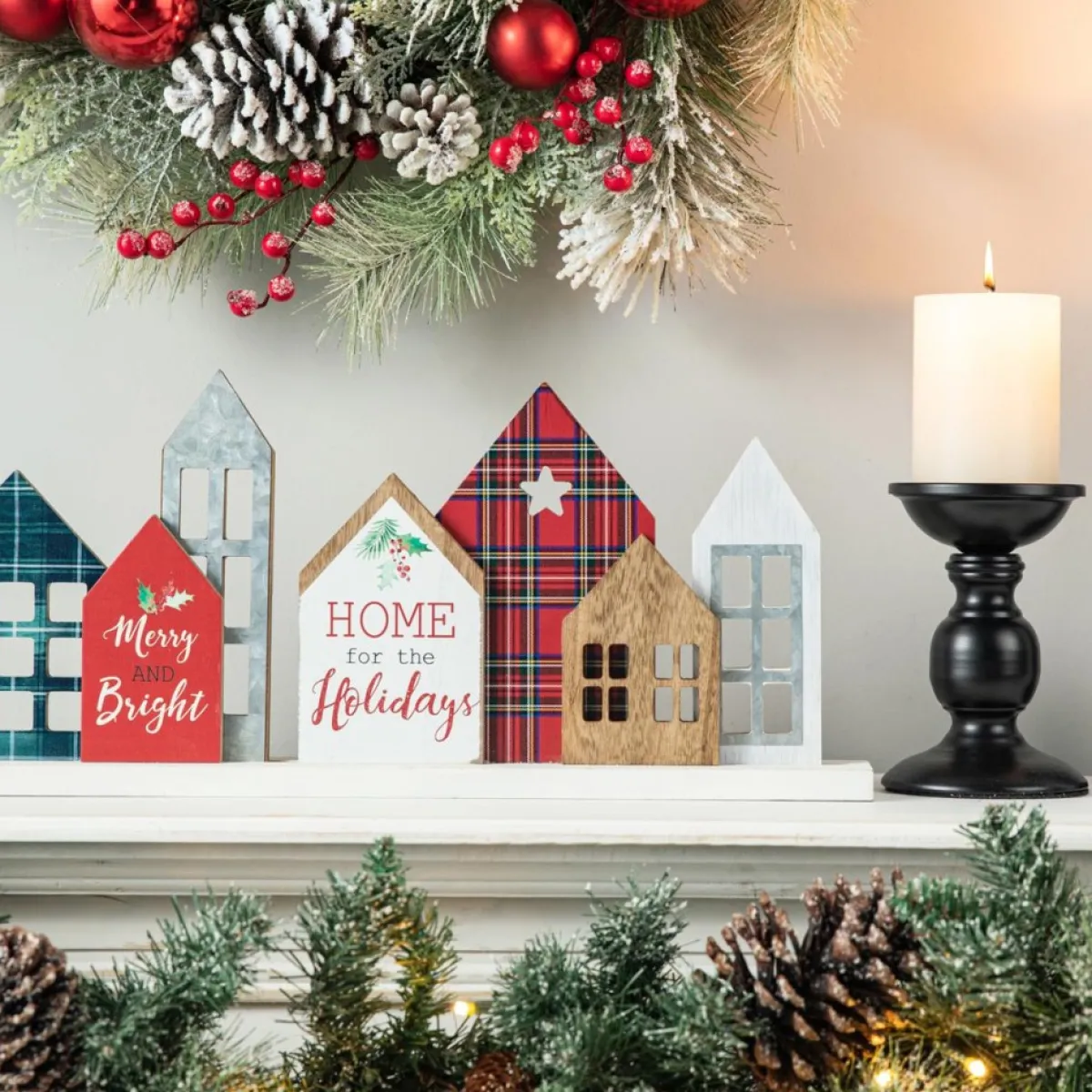 Glitzhome Indoor Decor | 20In L Christmas House Wooden Decor