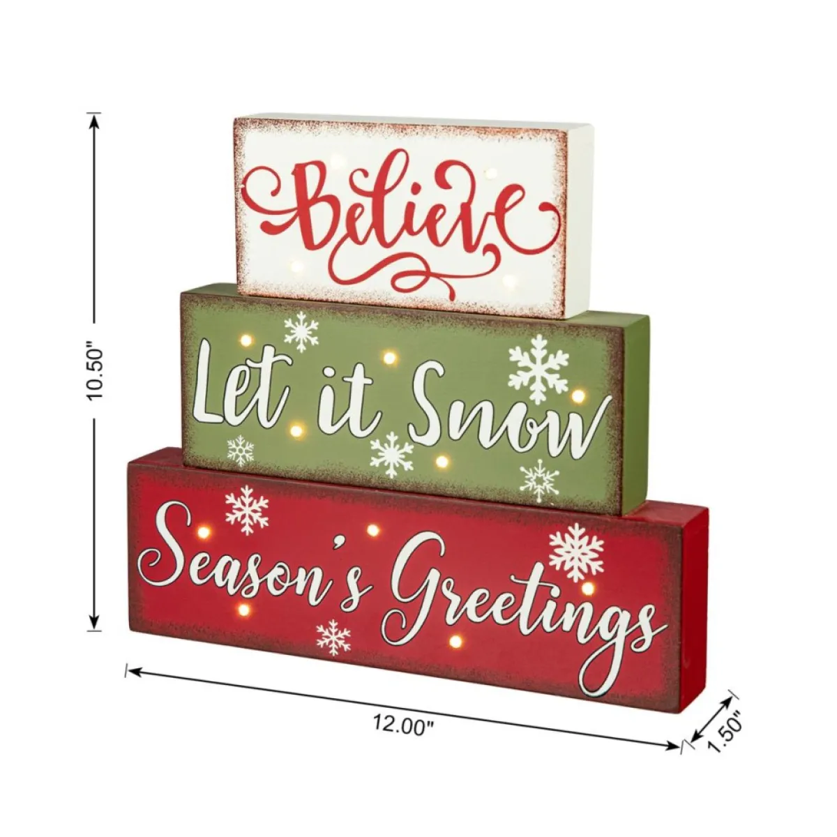 Glitzhome Indoor Decor | 12In L Led Lighted Wooden And Metal Block Word Sign