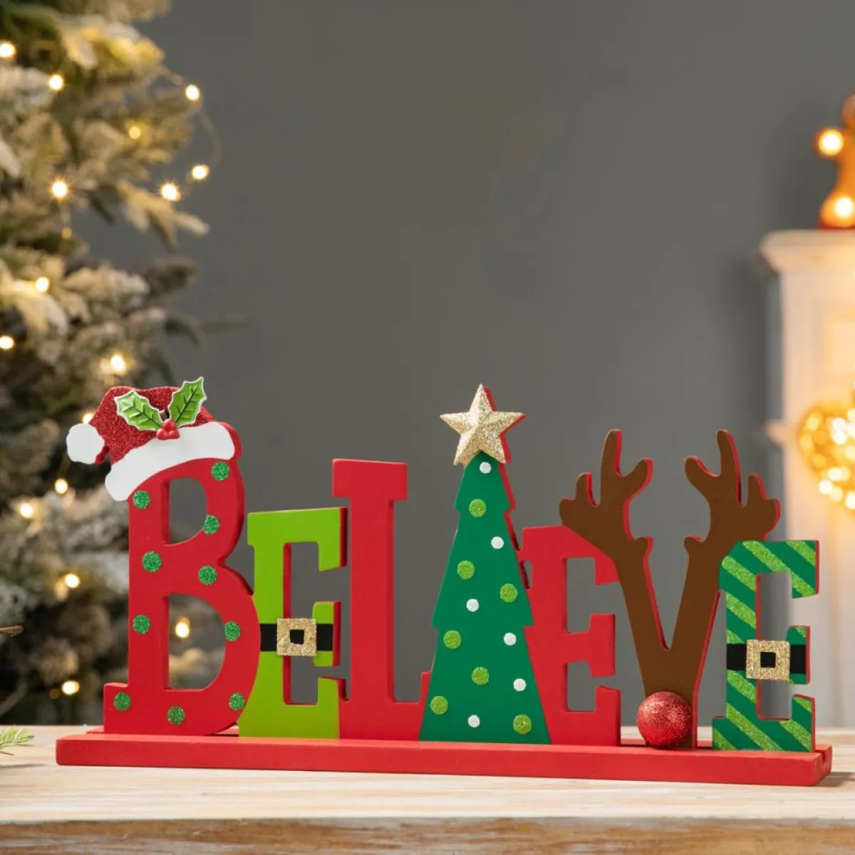 glitzhome_in_l_wooden_christmas_believe_table_decor_2.webp Glitzhome Indoor Decor | 14In L Wooden Christmas Believe Table Decor