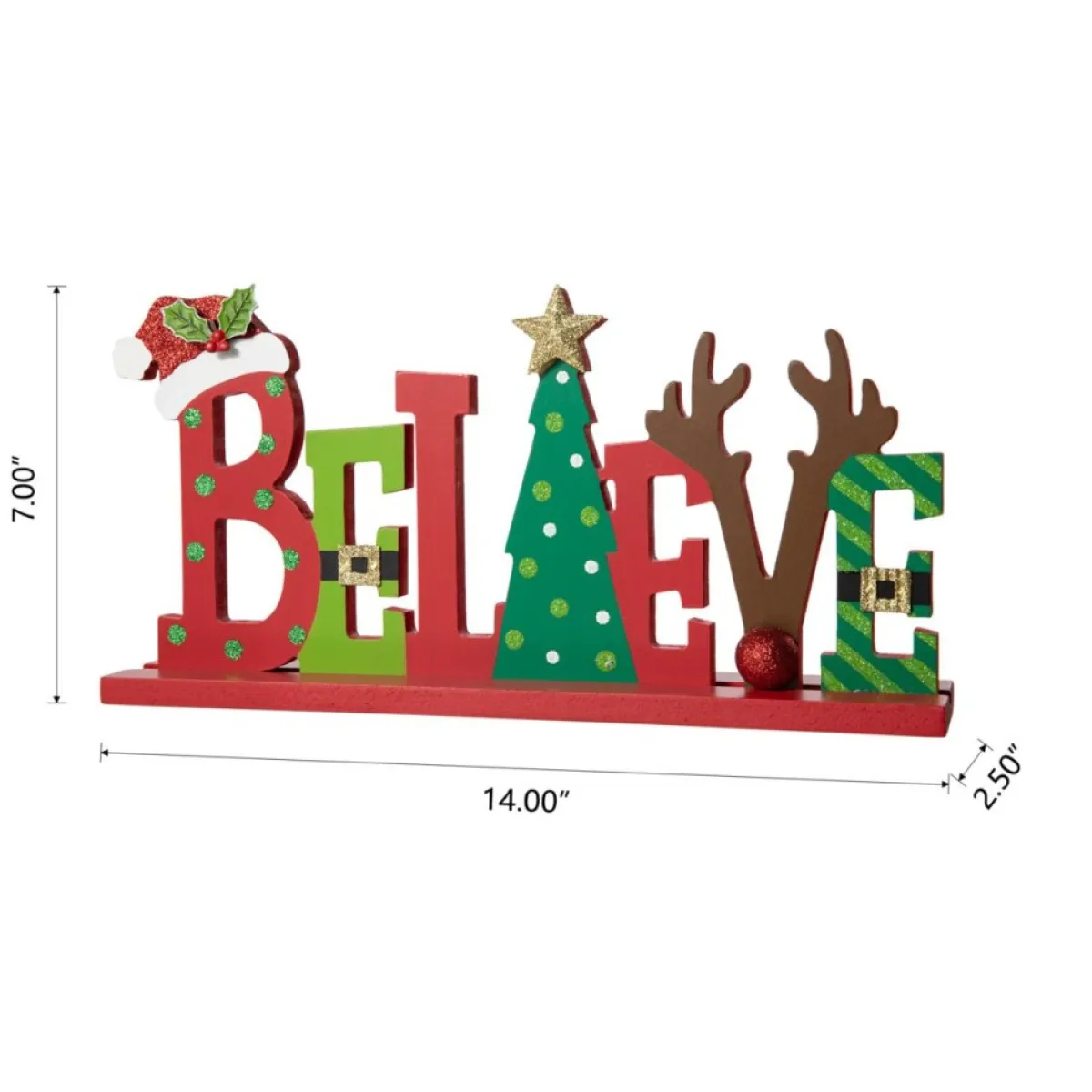 glitzhome_in_l_wooden_christmas_believe_table_decor_3.webp Glitzhome Indoor Decor | 14In L Wooden Christmas Believe Table Decor