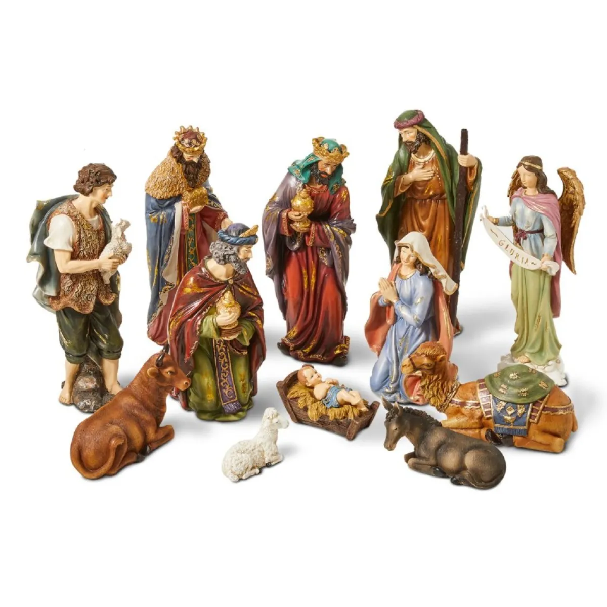 Glitzhome Indoor Decor | 12Pcs Resin Nativity Figurine Set