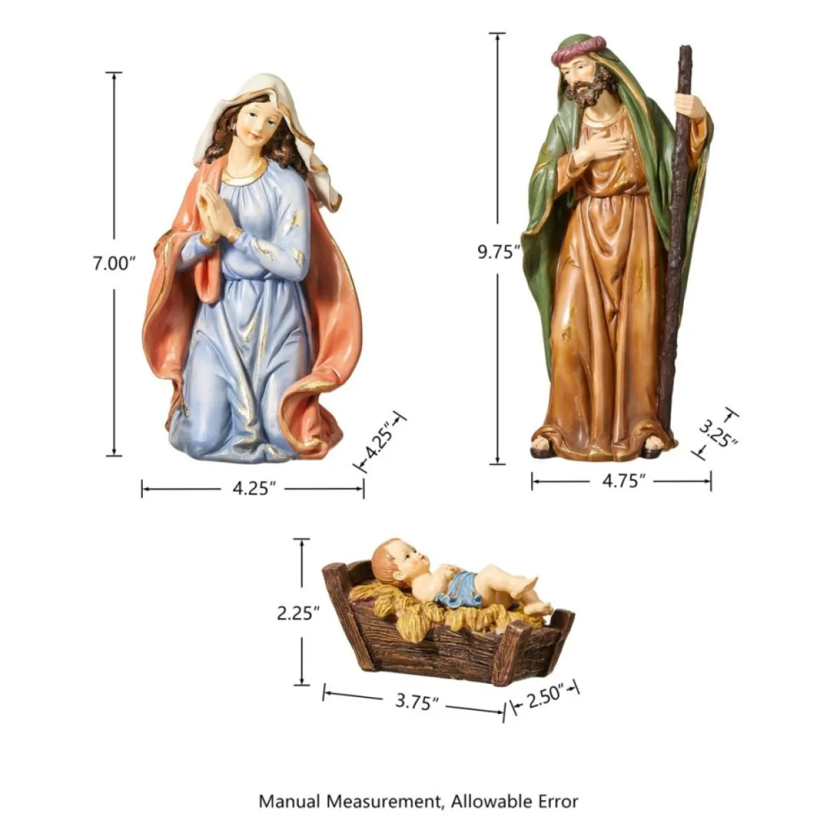 Glitzhome Indoor Decor | 12Pcs Resin Nativity Figurine Set