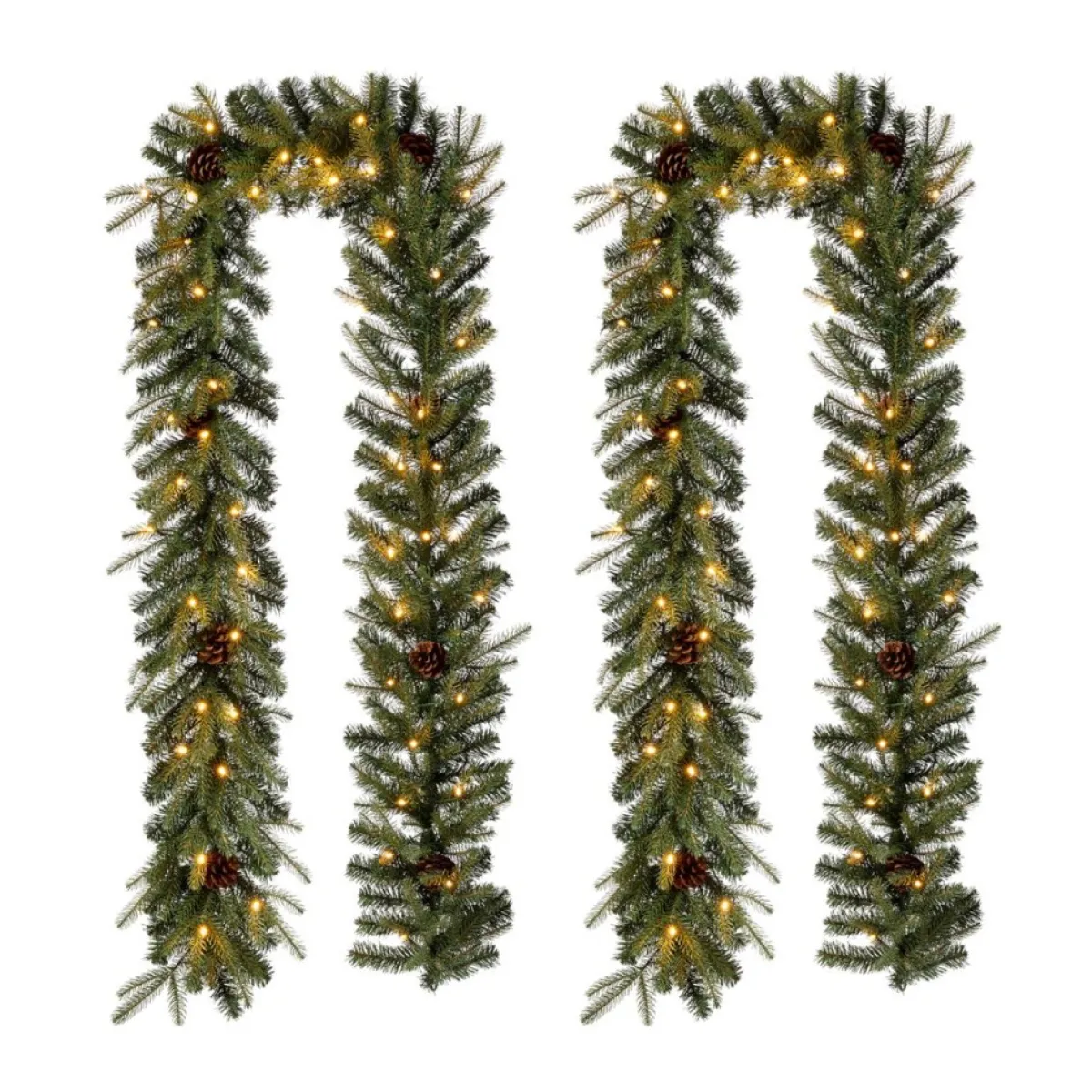 Glitzhome Wreaths, Garlands & More | 2Pk 9' Pre-Lit Leds Greenery Pinecone Christmas Garland