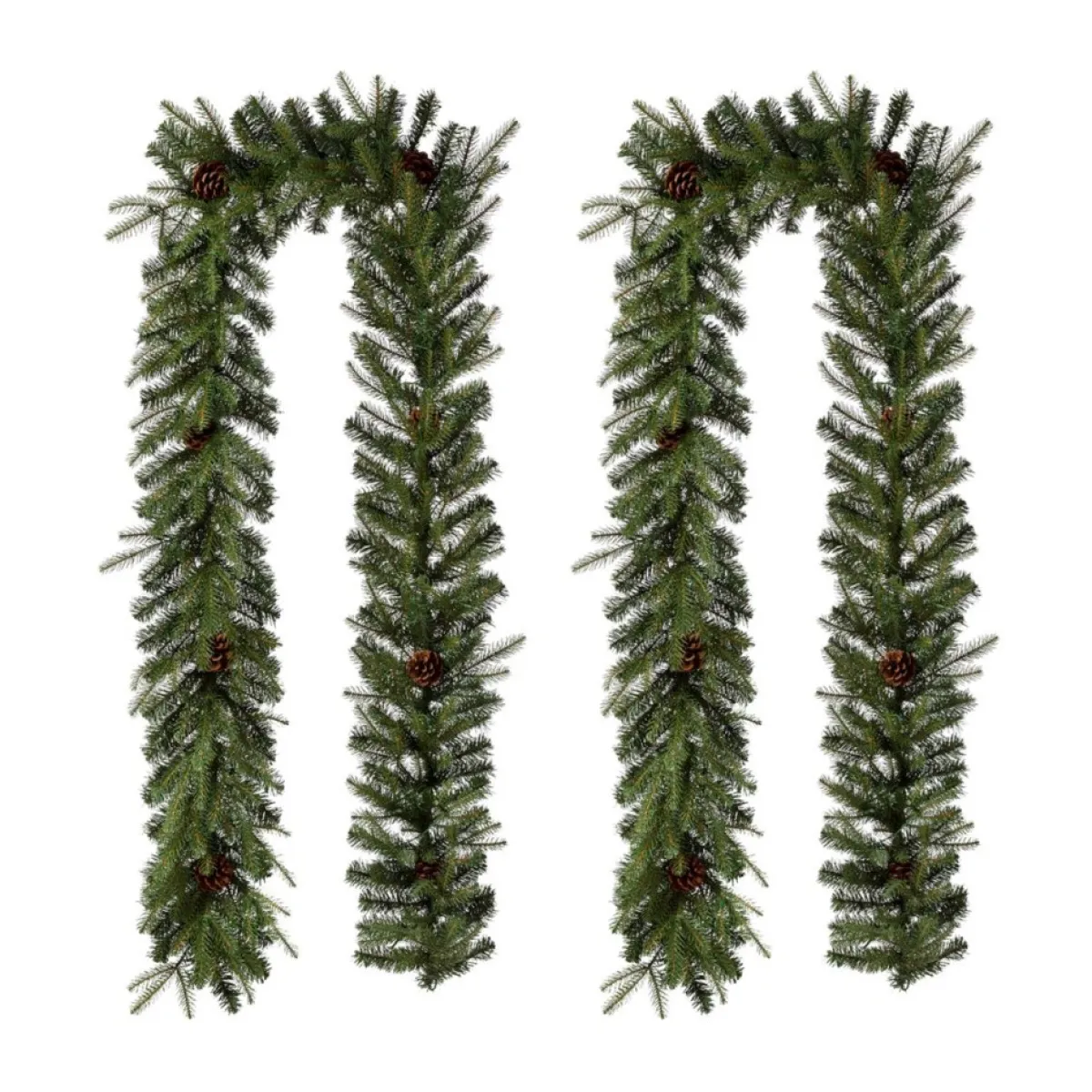 glitzhome_pk__prelit_leds_greenery_pinecone_christmas_garland_3.webp Glitzhome Wreaths, Garlands & More | 2Pk 9' Pre-Lit Leds Greenery Pinecone Christmas Garland