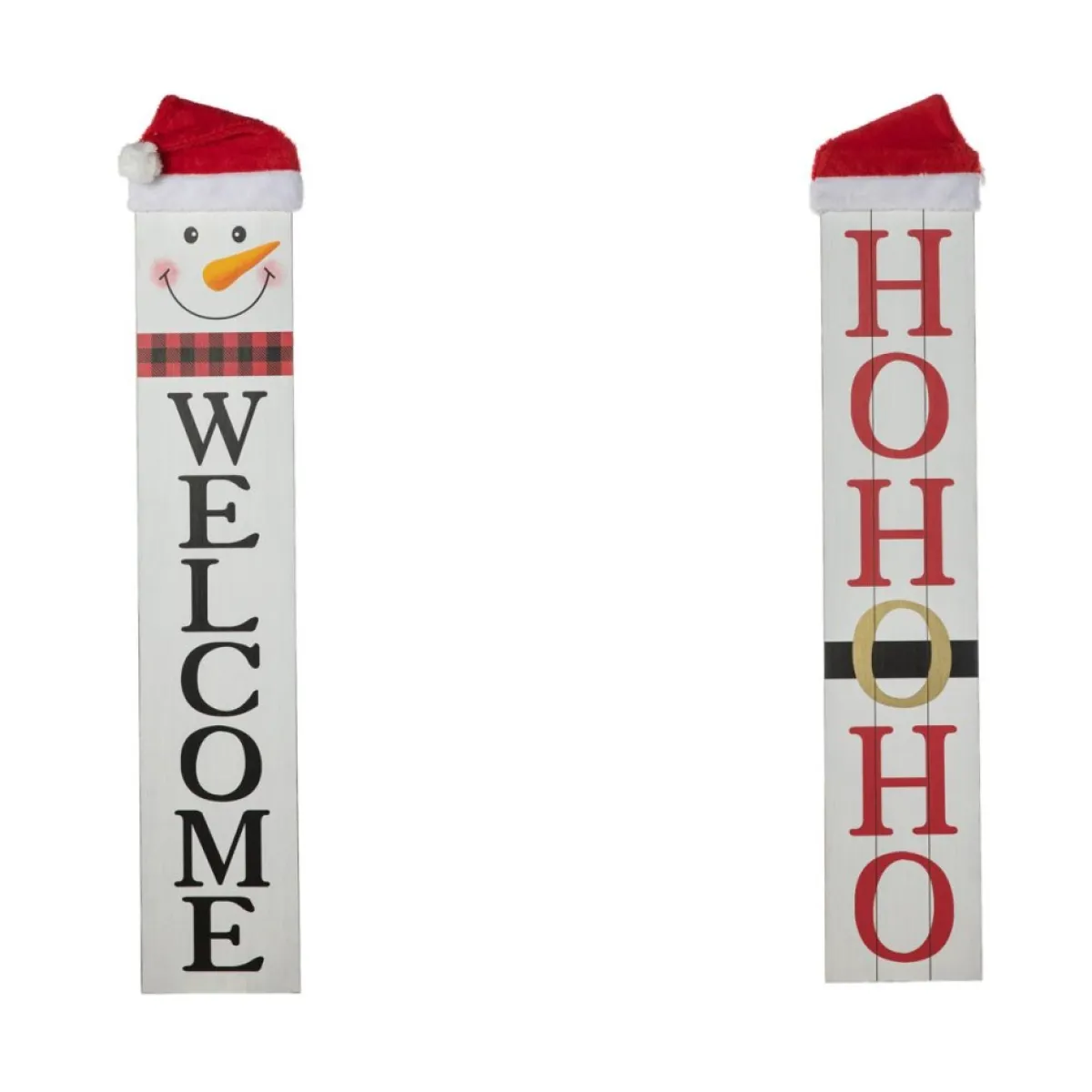 Glitzhome Outdoor Decor | Reversible Wooden Hohoho/Snowman Porch Sign