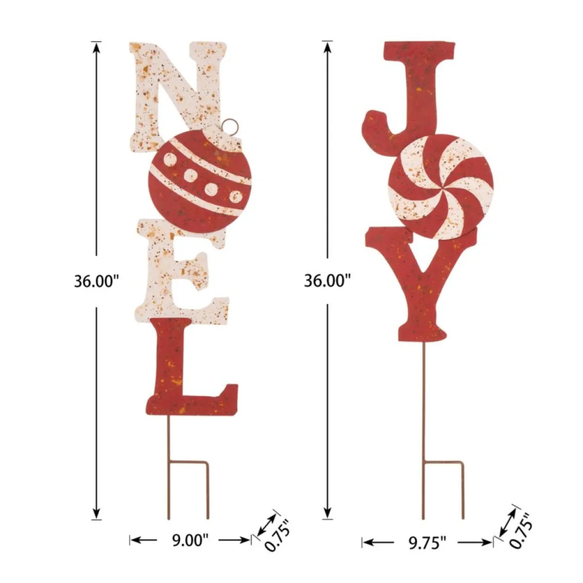 glitzhome_set_of__rusty_metal_joy_and_noel_yard_stake_or_wall_decor_5.webp Glitzhome Outdoor Decor | Set Of 2 Rusty Metal Joy And Noel Yard Stake Or Wall Decor