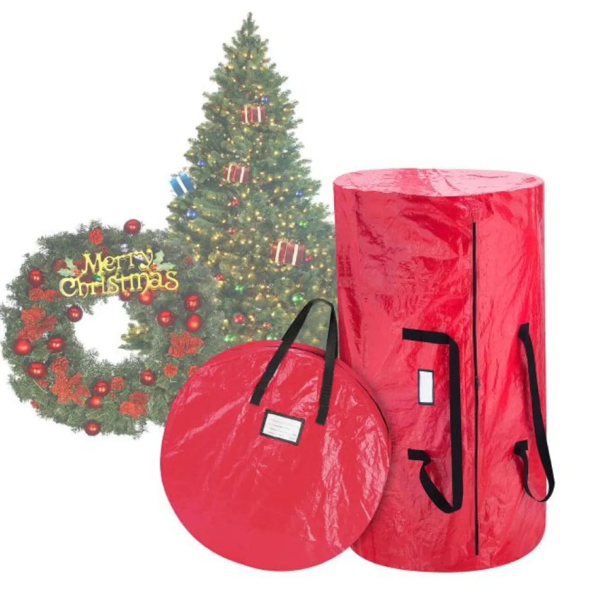Hastings Home Storage | Tree And Wreath Storage Bag Set - Red