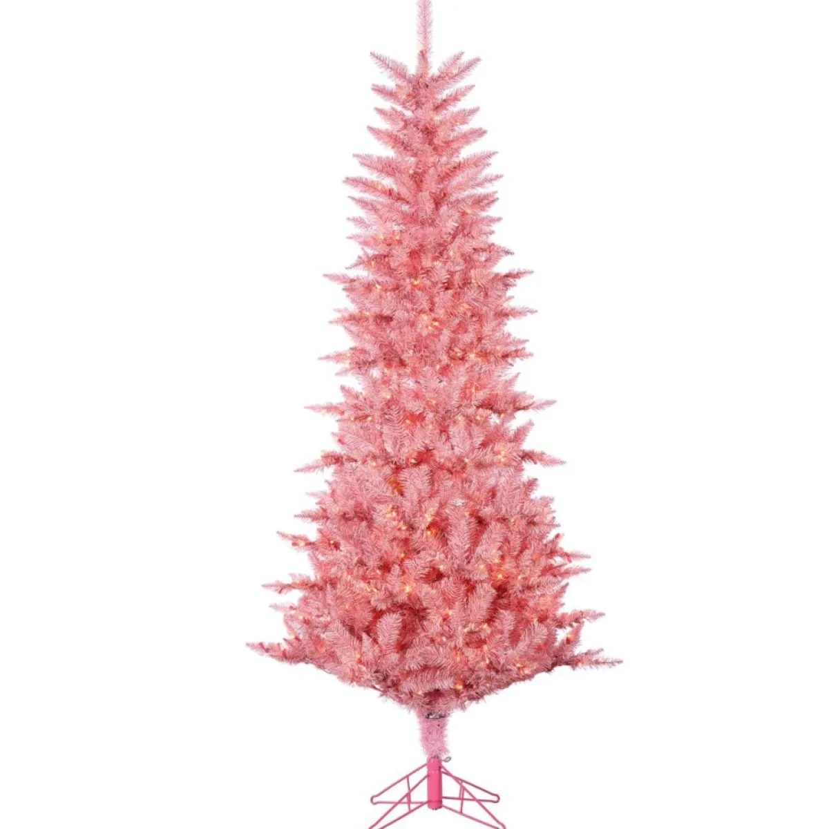 Gerson Christmas Trees | 7-1/2' Lighted Tinsel Tree - Pink Tuscany