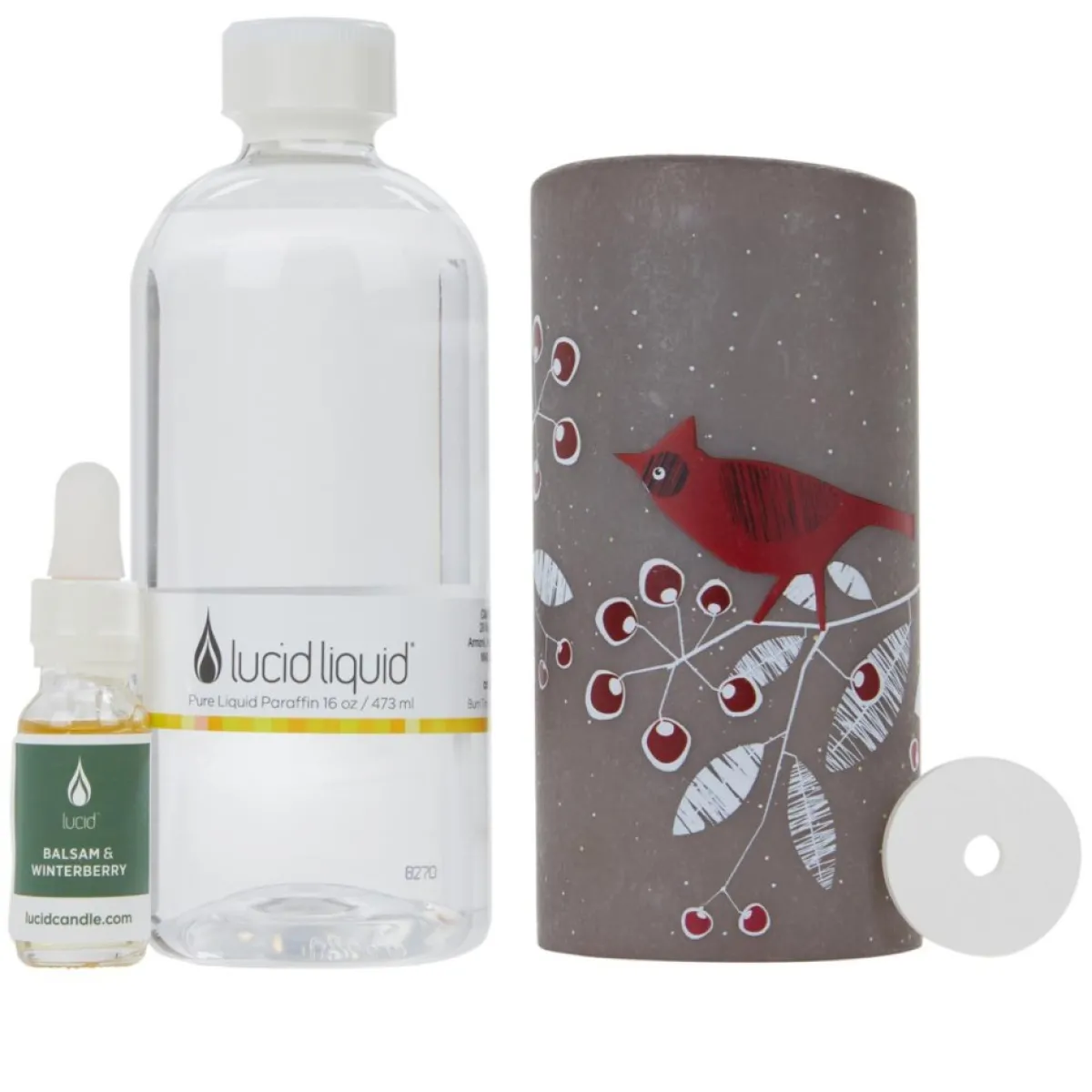 Lucid Candles | Candle 6" Cardinal Candle With 16 Oz. Liquid And Stone