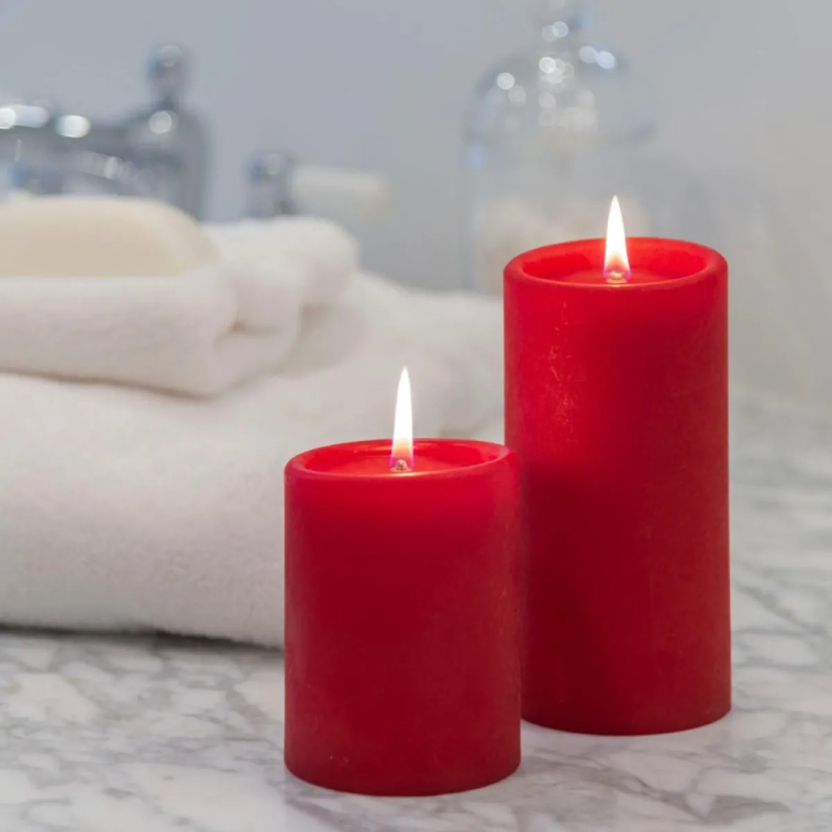 Lucid Candles | Candle 6 Ruby Pillar Candle With 16 Oz. Liquid & Stone