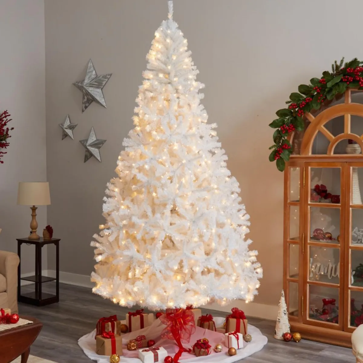 nearly_natural__ft_white_christmas_tree_with__led_lights_8.webp Nearly Natural Christmas Trees | 9 Ft. White Christmas Tree With 650 Led Lights