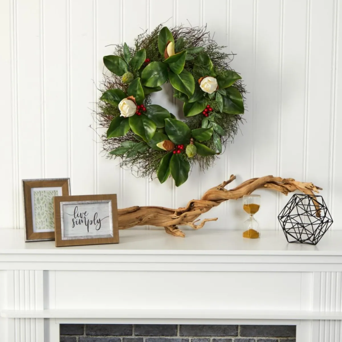 Nearly Natural Wreaths, Garlands & More | 20 In. Cedar, Ruscus And Magnolia Wreath