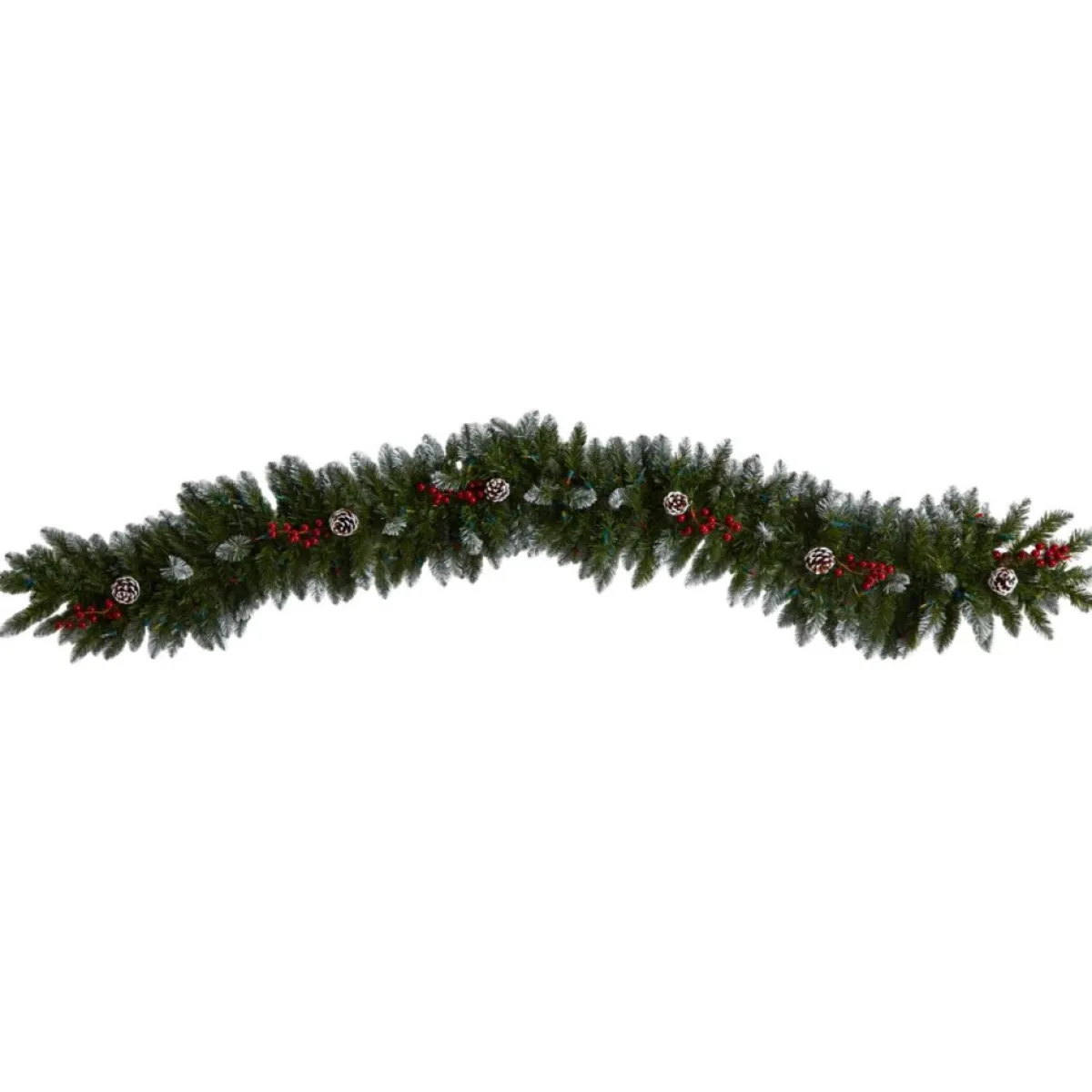 Nearly Natural Wreaths, Garlands & More | 6' Snow Tipped Extra Wide Christmas Garland W/ 100 Lights