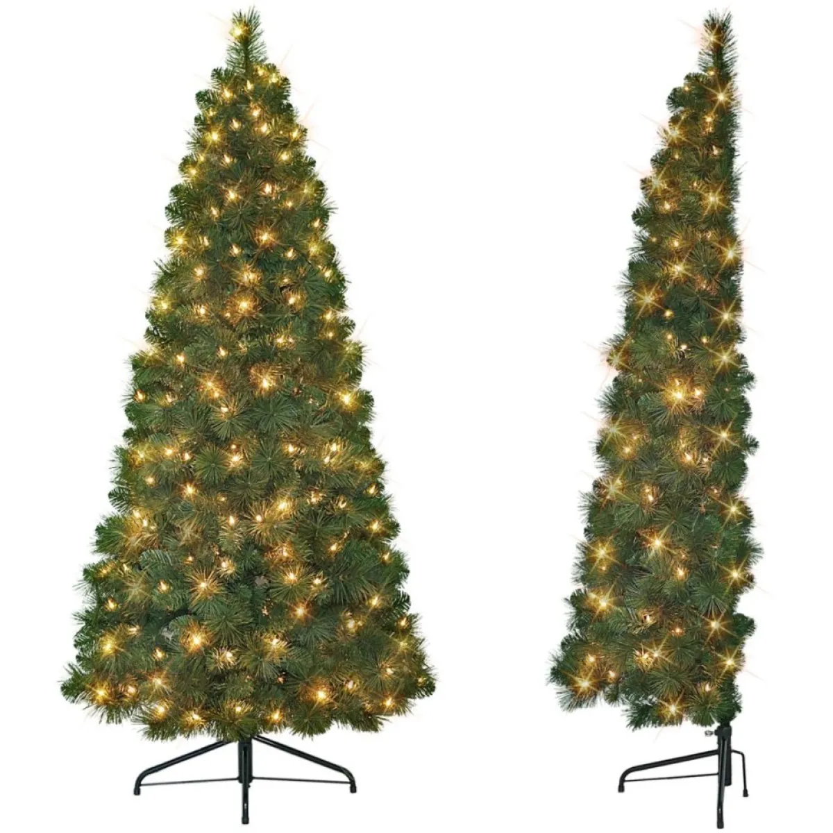 Puleo International Christmas Trees | 6.5 Ft. Pre-Lit Wall Half Tree, Clear Lights