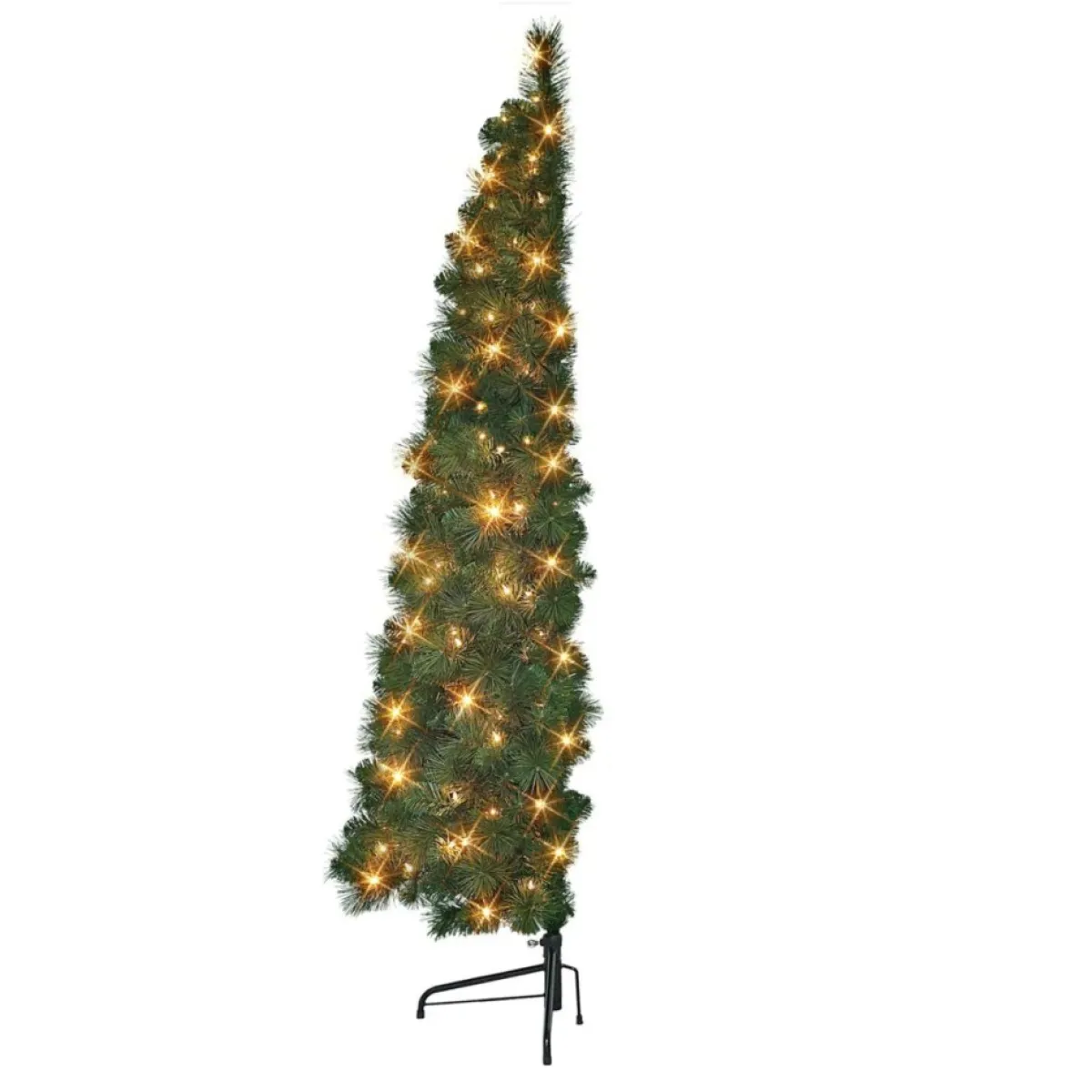 Puleo International Christmas Trees | 6.5 Ft. Pre-Lit Wall Half Tree, Clear Lights