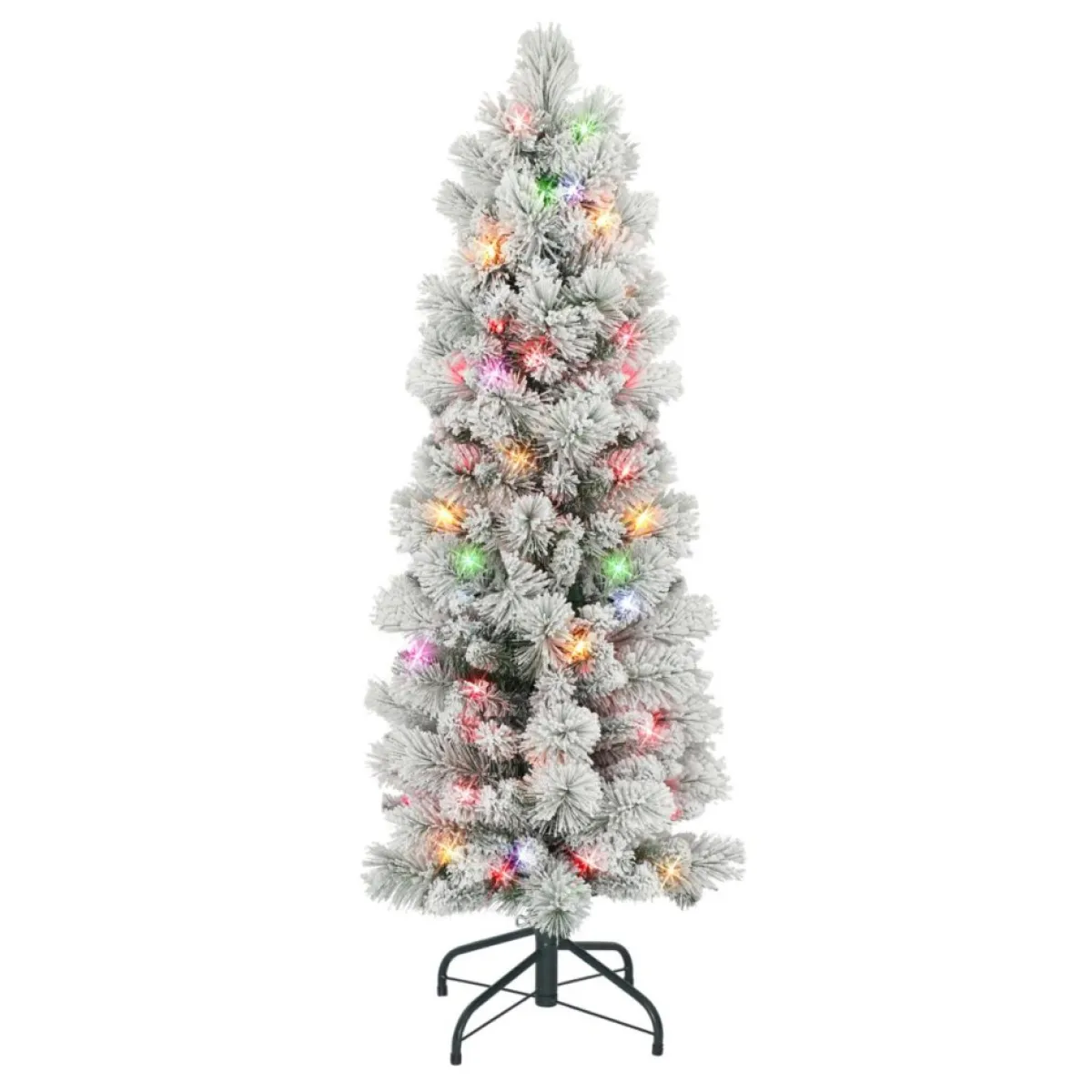 Puleo International Christmas Trees | 4.5' Multicolor Flocked Portland Pine Pencil Tree