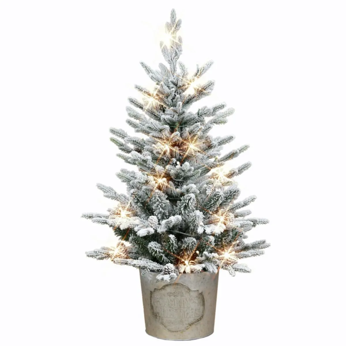 Puleo International Christmas Trees | 3' Pre-Lit Pvc Potted Flocked Tree