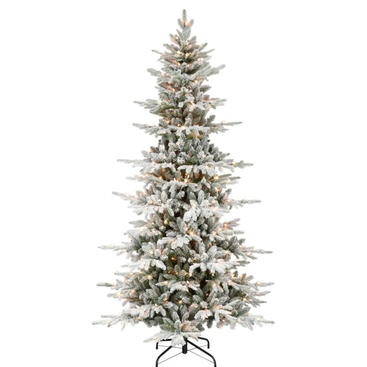 Puelo International Christmas Trees | Puleo International 7.5' Pre-Lit Slim Flocked Utah Fir Tree