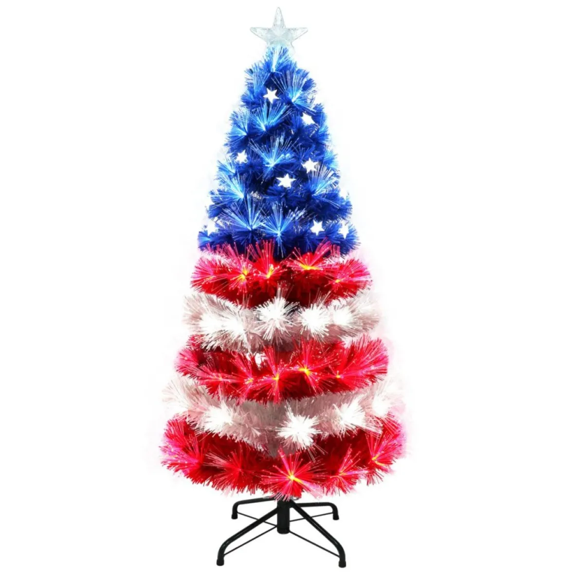 Puleo International Christmas Trees | Pre-Lit 4' Patriotic Artificial Christmas Tree