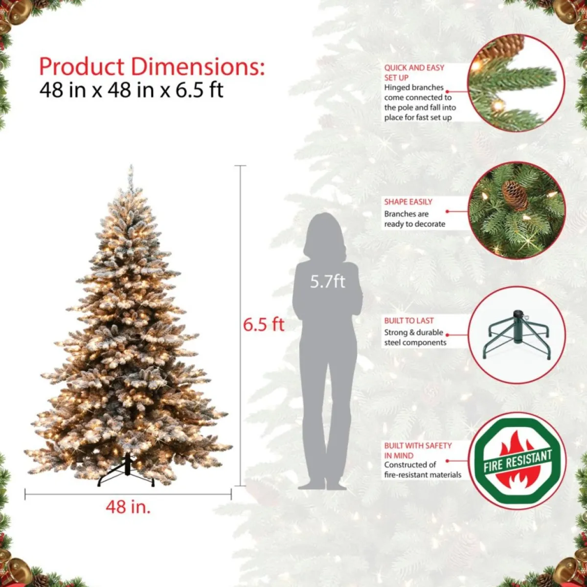 puleo_intl__prelit_royal_majestic_spruce_green_tree_flocked_tree_3.webp Puleo International Christmas Trees | Puleo Intl. 6.5' Pre-Lit Royal Majestic Spruce Green Tree Flocked Tree