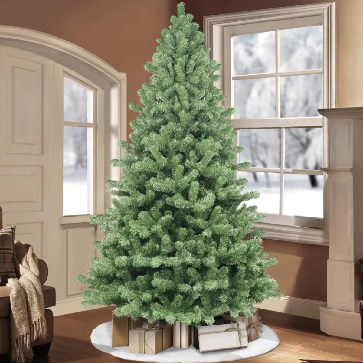 Puleo International Christmas Trees | Puleo Intl. 7.5' Vermont Spruce Artificial Christmas Tree With Stand