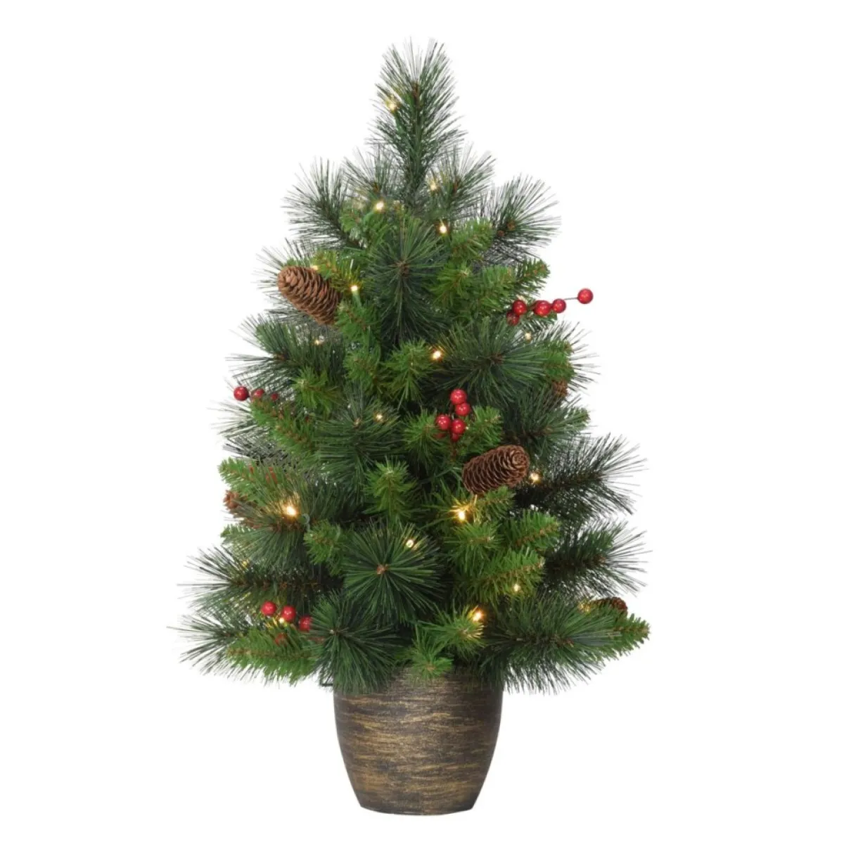 Puleo International Christmas Trees | Puleo Intl. Prelit 2' Table Top Artificial Christmas Tree In Gold Base