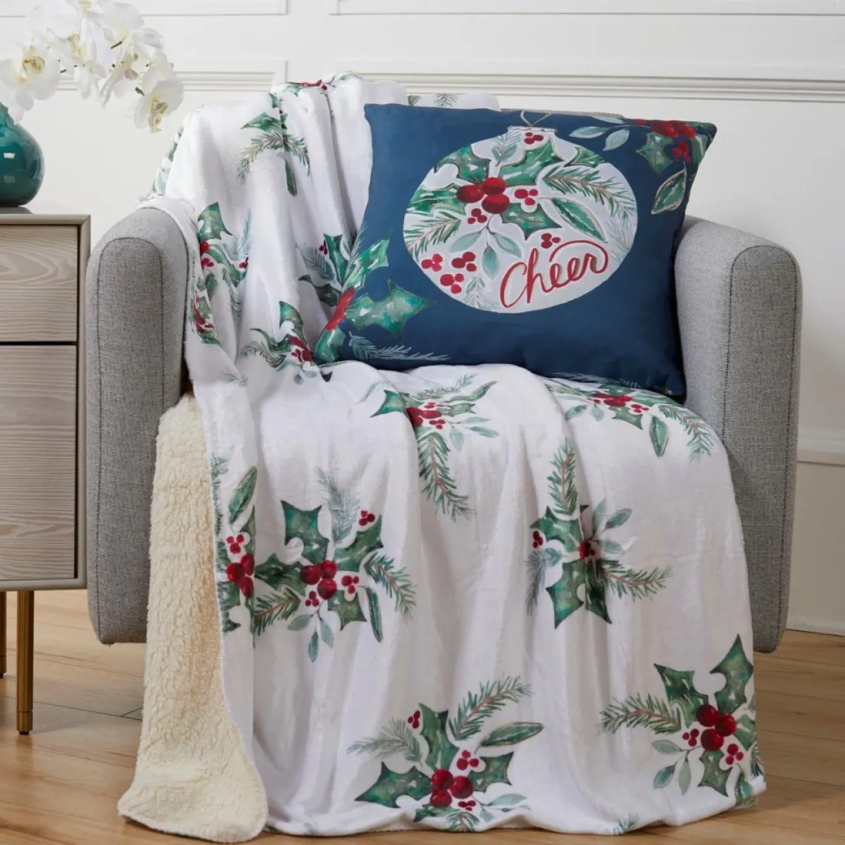 Sara B Holiday Textiles | . Hung With Cheer Throw And Pillow Set