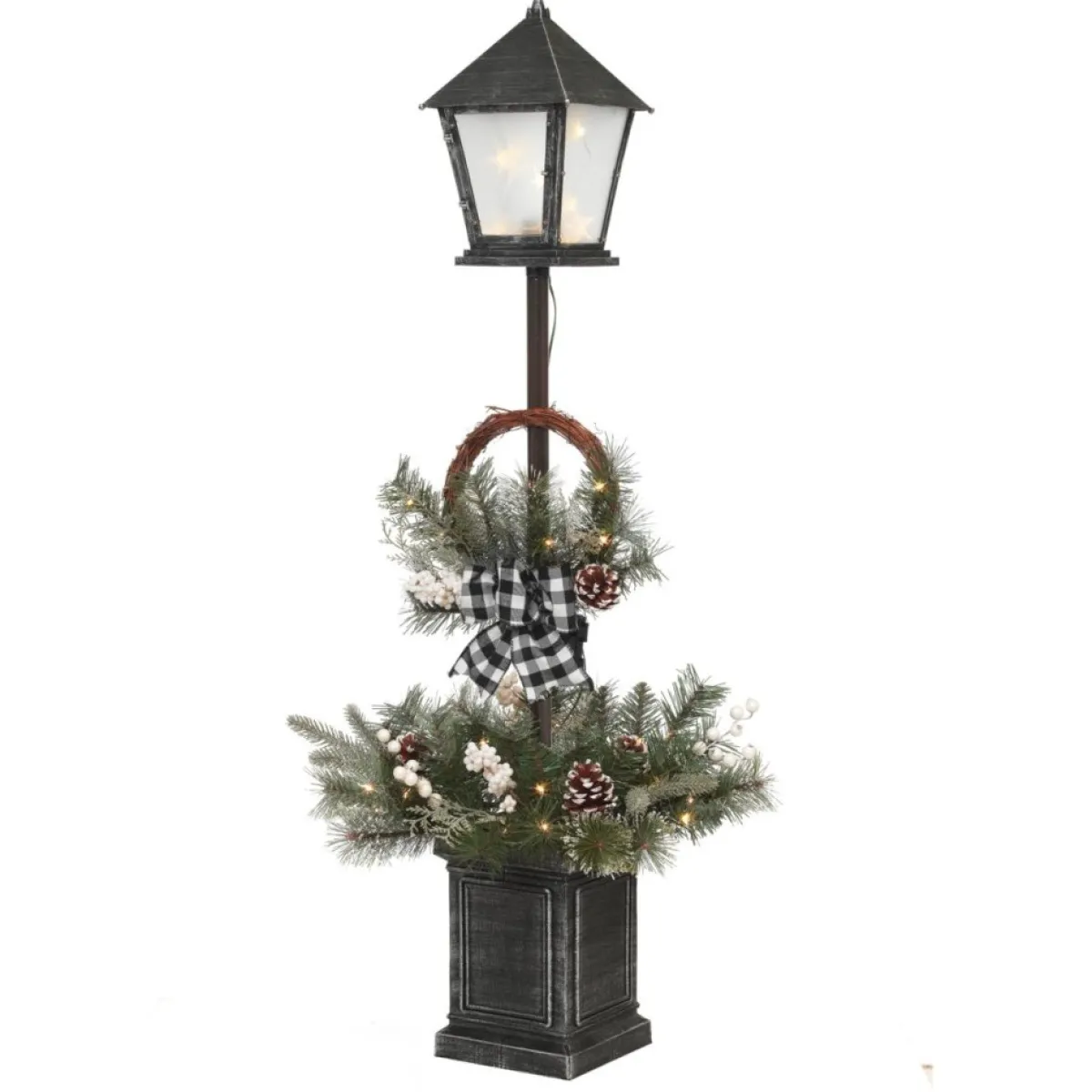 Gerson Indoor Decor | The Company 4' Pre-Lit Mixed Pine Lantern Pole Porch Tree
