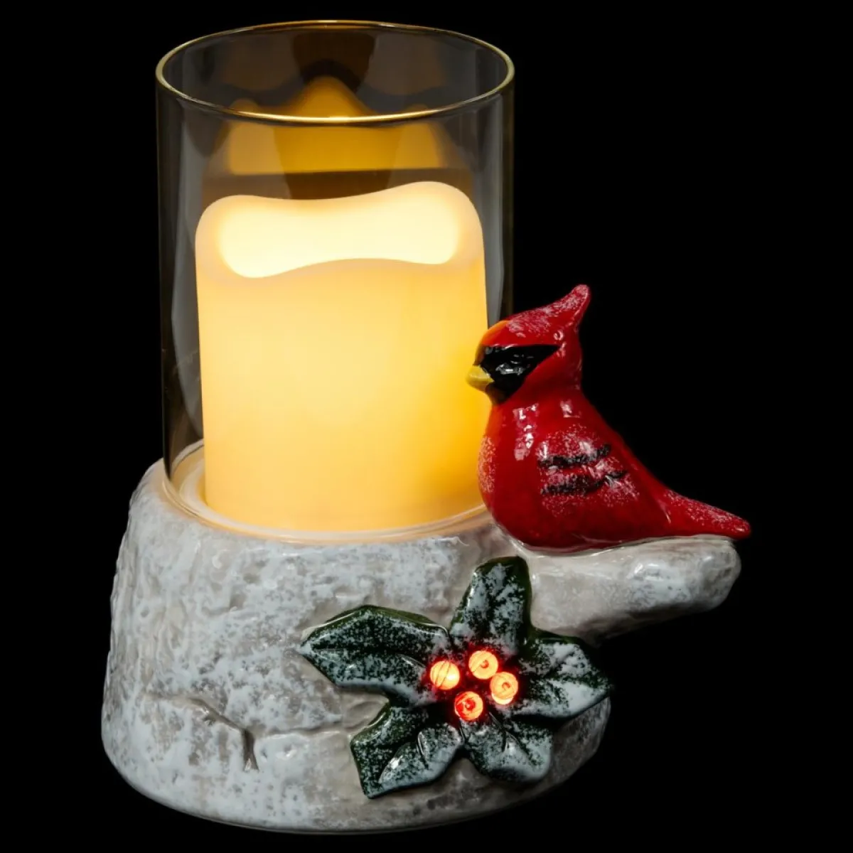 Unmatched Candles | Led Cardinal Candle Holder With Flameless Candle