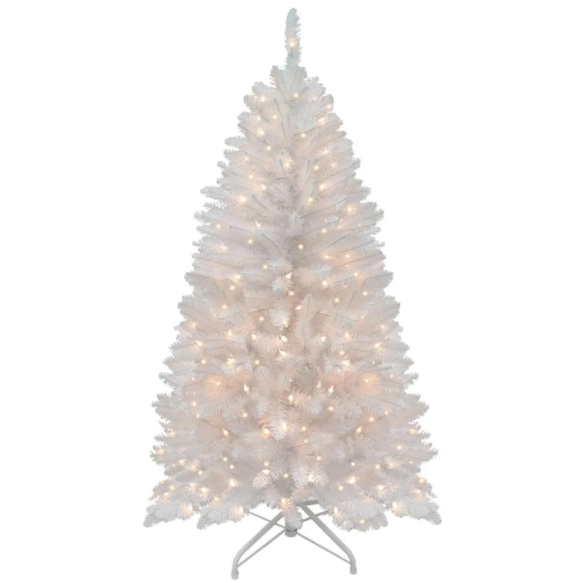 Puleo International Christmas Trees | White Franklin Fir 4-1/2' Artificial Christmas Tree With Clear Lights