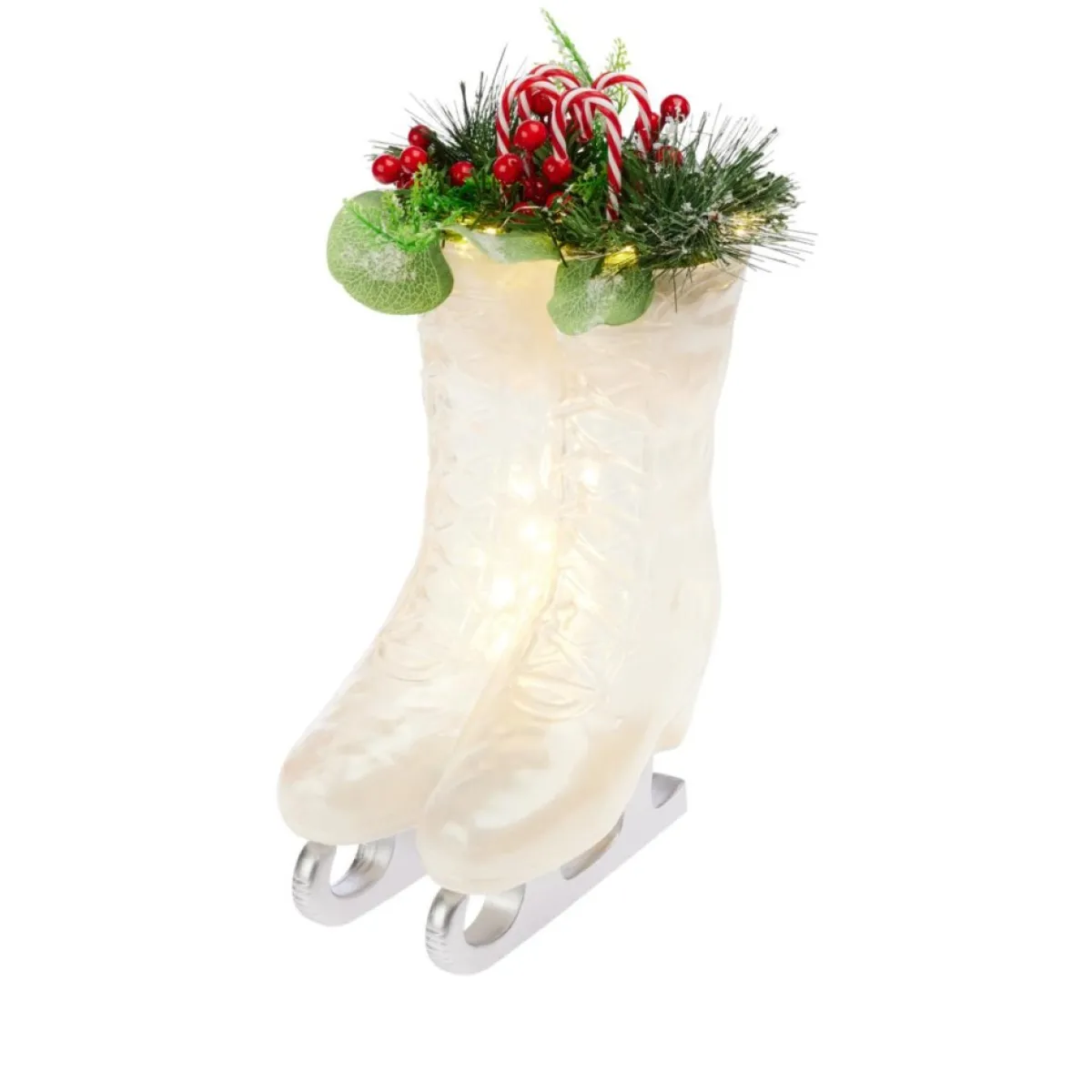 Winter Lane Indoor Decor | Illuminated Ice Skates With Greenery