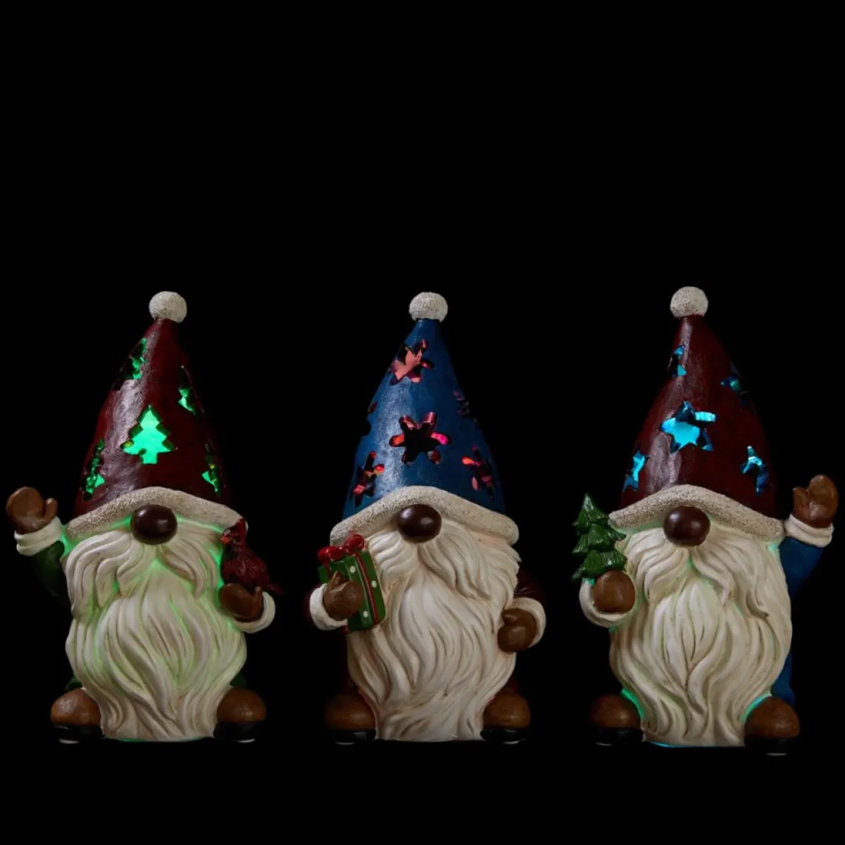 Winter Lane Indoor Decor | Led Cutout Gnome Figures - Set Of 3