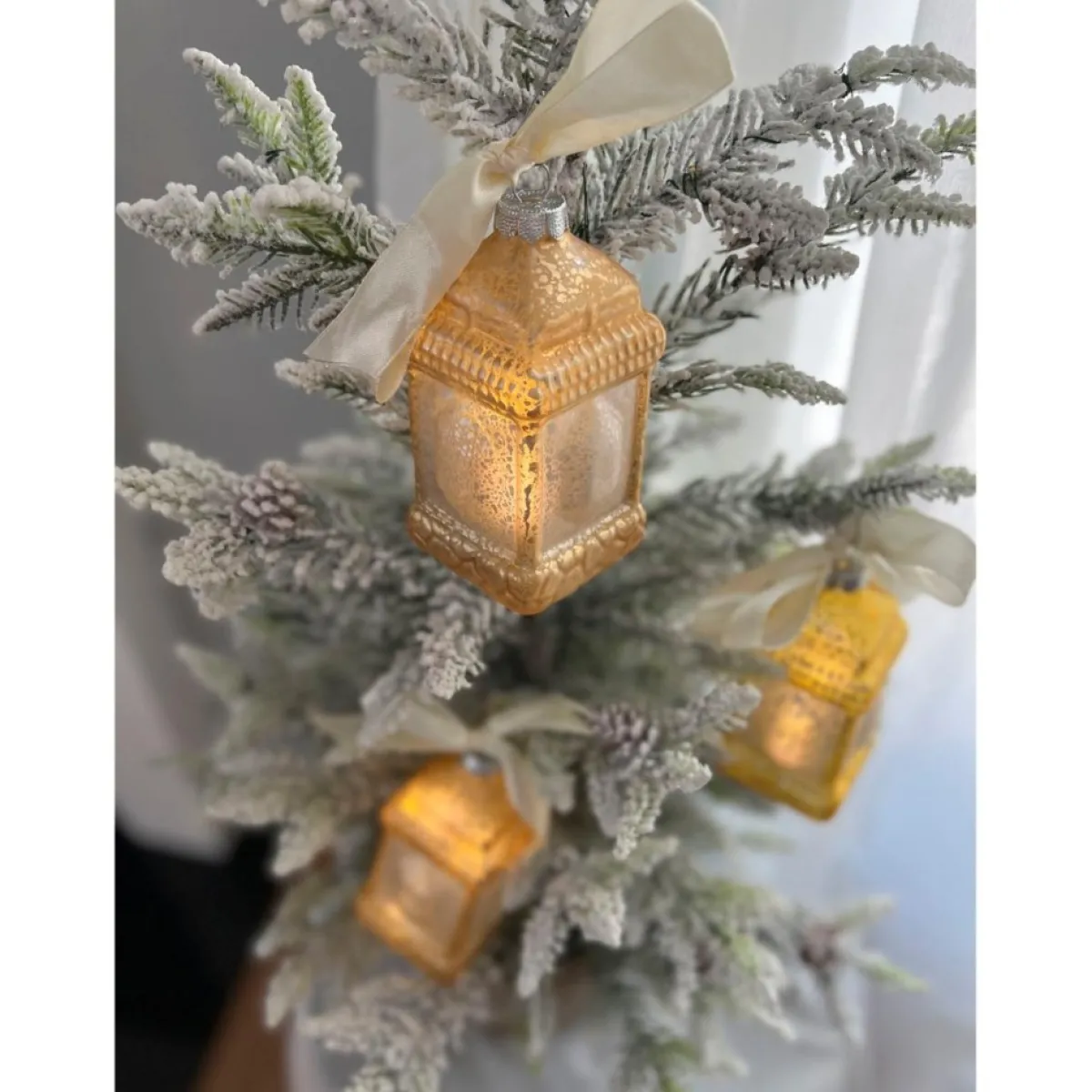 Winter Lane Ornaments & Tree Toppers | Mini Lantern Glass Ornaments With Gift Bags - Set Of 3