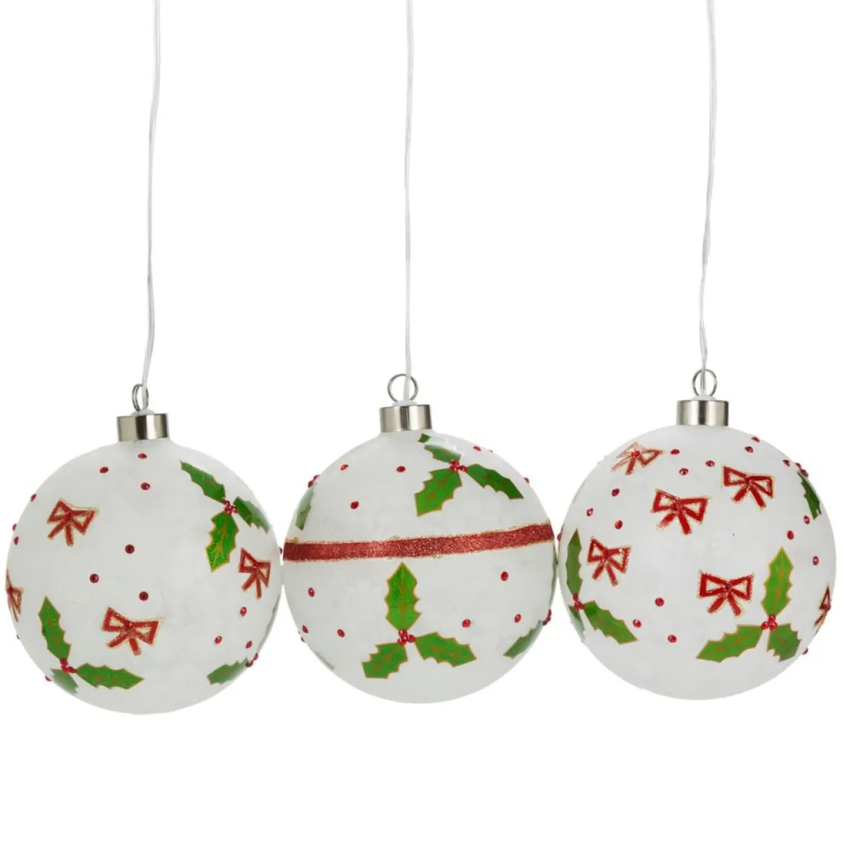 Winter Lane Ornaments & Tree Toppers | Oversized Led Ornaments With Timer - Set Of 3