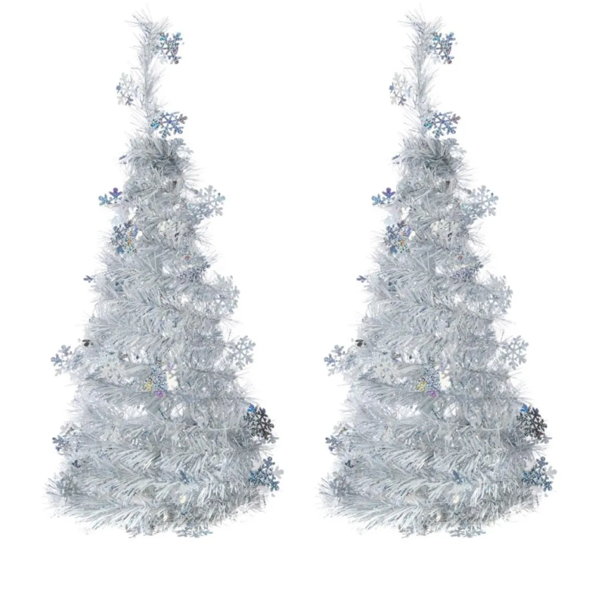 Winter Lane Indoor Decor | 2-Pack 2' Pop-Up Tinsel Holiday Trees