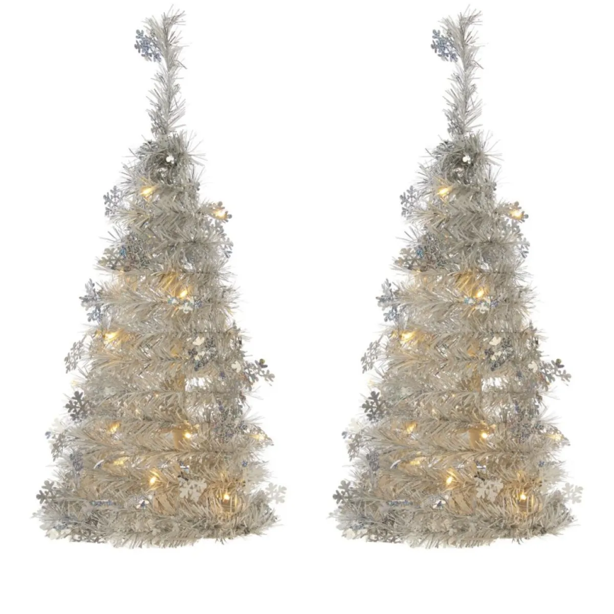 Winter Lane Indoor Decor | 2-Pack 2' Pop-Up Tinsel Holiday Trees