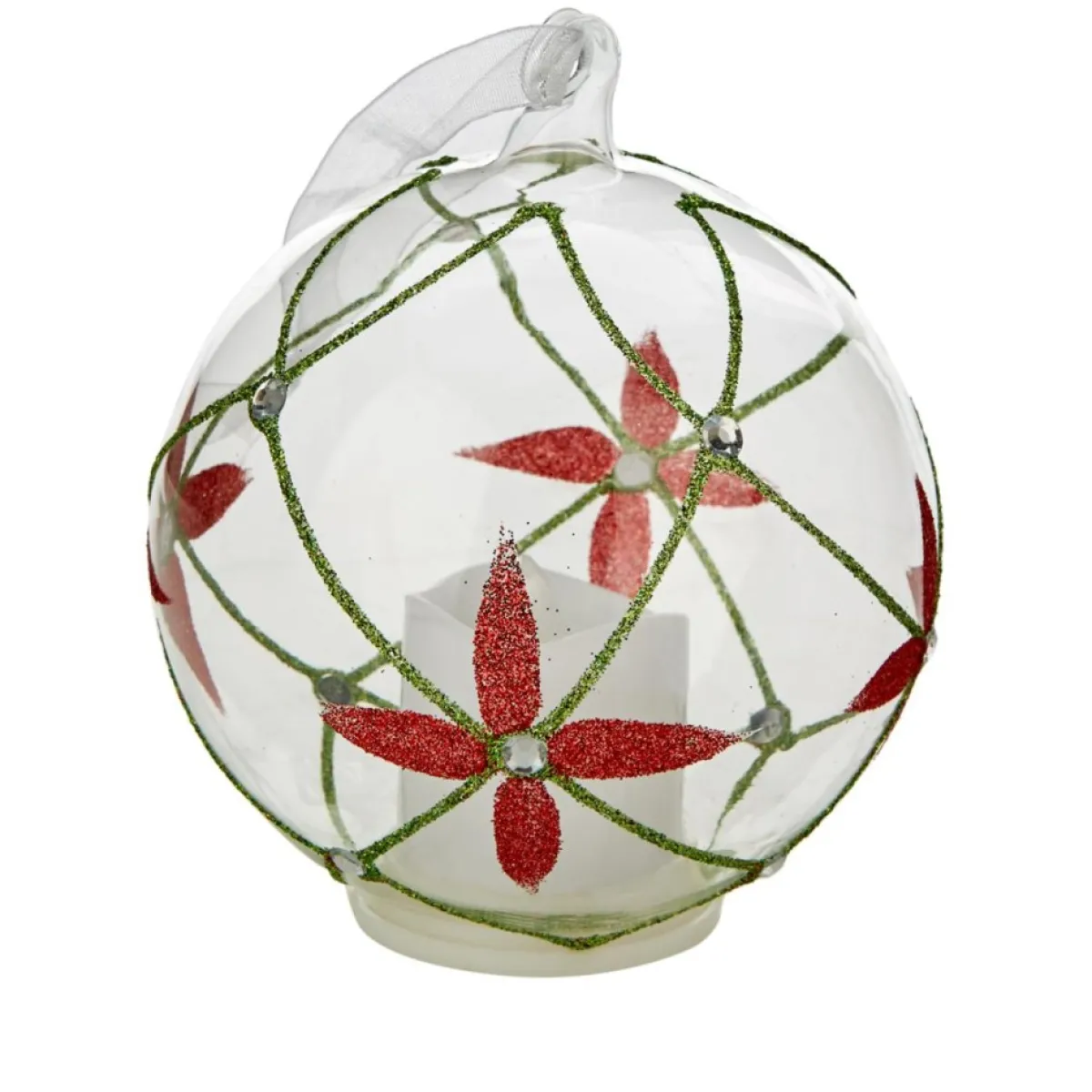 Winter Lane Ornaments & Tree Toppers | Set Of 3 Glass Ornaments With Flameless Votive