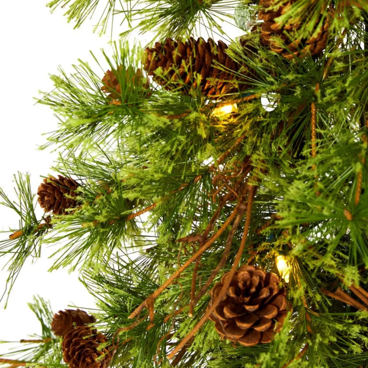 Nearly Natural Christmas Trees | 4' Wyoming Alpine Artificial Christmas Tree With 50 Clear Multifunction Led Lights And Pine Cones On